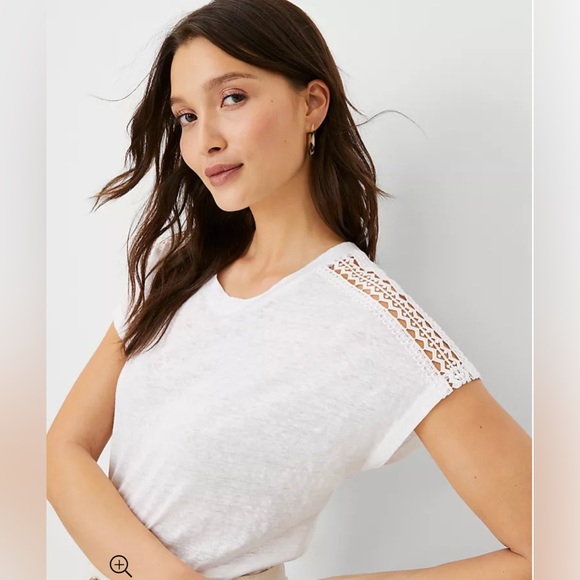 Ann Taylor Cutout Pure Linen Tee - Picture 1 of 10